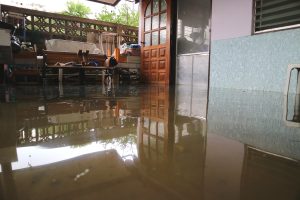 House with water damages caused by flood.