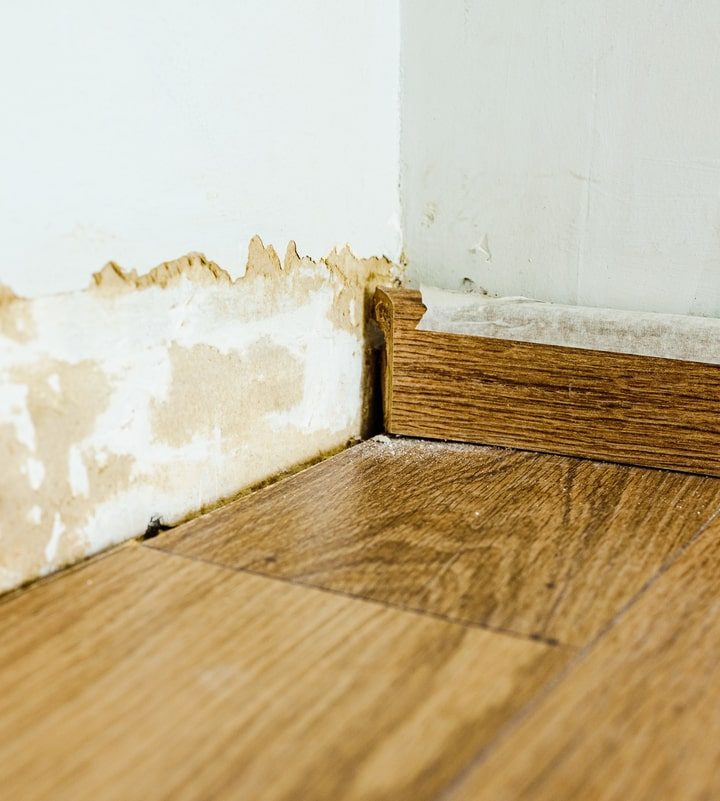 Water-damaged baseboards are commun in houses with humidity.
